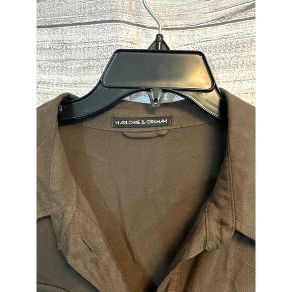 Harlowe & Graham Olive Green Button-Up Shirt Jacket Size M - Picture 2 of 4